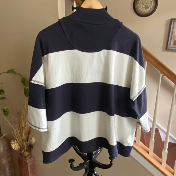 FP Movement Retro Rugby Polo Top Striped Navy and White Size Medium - Picture 3 of 13